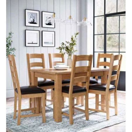 Rustic Oak : Bàn Ăn 180cm + 6 Ghế Mặt Nệm ( KD 1191 )